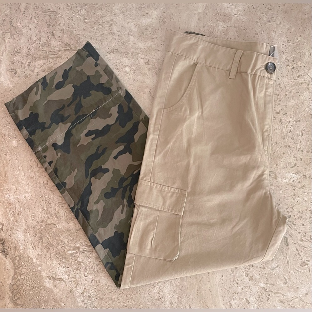 Men's Two-Tone Cargo Pants — Khaki & Camouflage
